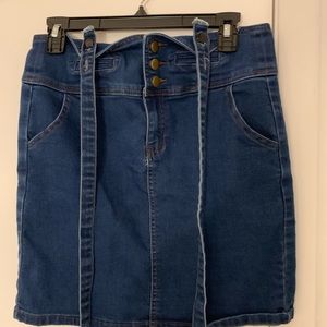 Knee long jean skirt